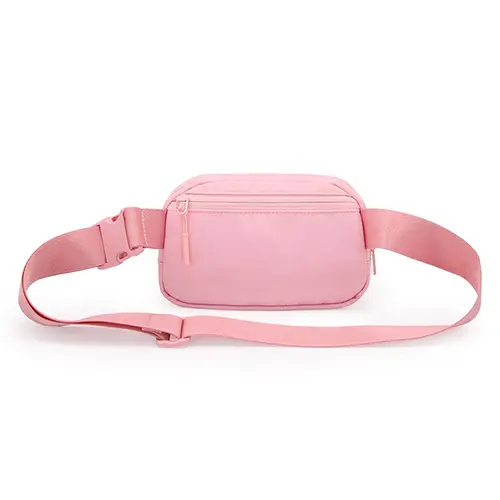  Pink Multi-Compartment Waist Bag with Adjustable Strap